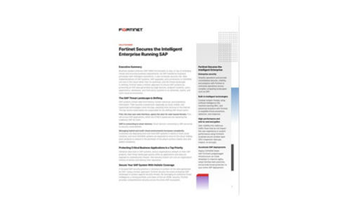 Fortinet Secures the Intelligent Enterprise Running SAP